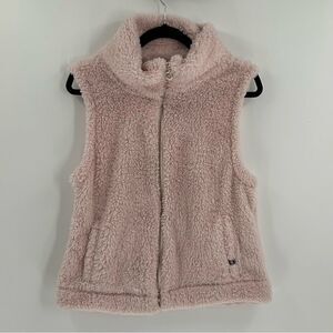 Tommy Hilfiger Fleece Zip Up Light Pink and Gold Vest NWT Medium
